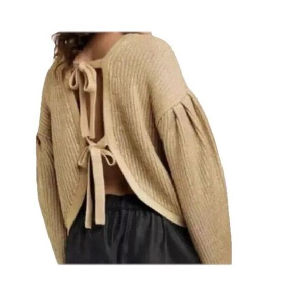 Kika Vargas X Target Metallic Back Tie Sweater Gold Metallic Knit Size XL - Picture 2 of 13